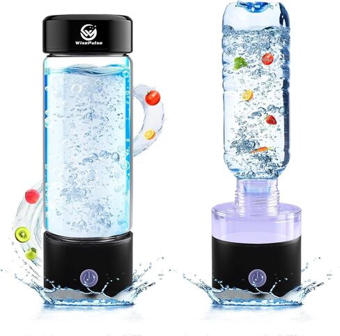 Hydrogen Water Bottle Generator, Up to 4600+PPB, 15OZ Upgrade Hydrogen Water Bottle - SPE PEM Tech, Rechargeable Hydrogen Rich Water Glass Bottle, Portable Hydration & Healthy Gift in Saudi Arabia
