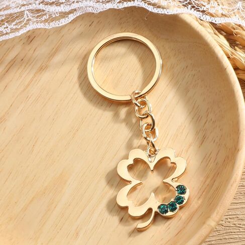 Sparkling Four Leaf Clover Keychain with Rhinestones Lucky Charm for Women Girls Perfect Good Luck Gifts in Saudi Arabia