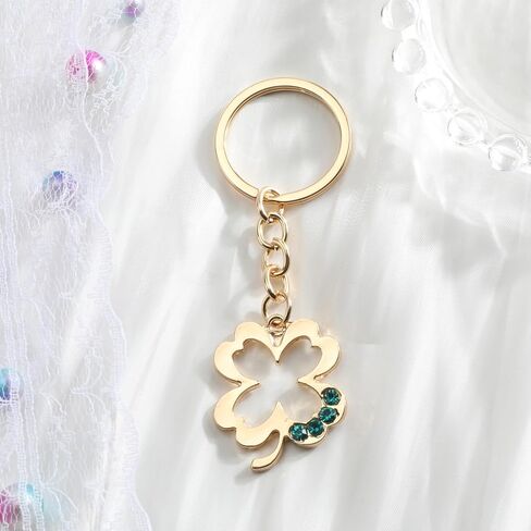 Sparkling Four Leaf Clover Keychain with Rhinestones Lucky Charm for Women Girls Perfect Good Luck Gifts in Saudi Arabia