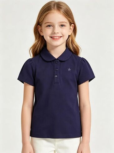 Girls Summer T-Shirt, Collared Short Sleeve Soft Tee for Kids Toddler Casual Top in Saudi Arabia