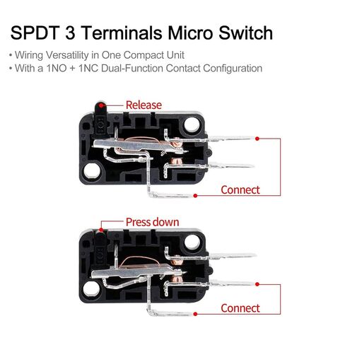 Baomain Micro Switch V-166-1C25 Roller Lever Arm SPDT NO/NC Momentary Pack of 5 in Saudi Arabia