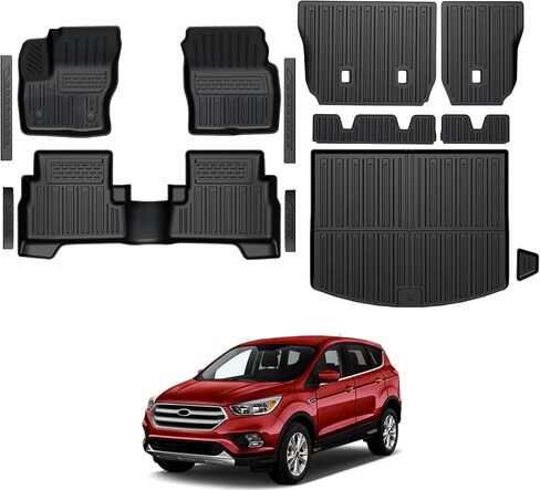 سجادات أرضية لسيارة Ford Explorer 2025 2020-2024 (6 مقاعد)، سجادة أرضية TPE مناسبة لجميع الأحوال الجوية مع سجادات مسند الظهر لملحقات سيارة Ford Explorer ST in Kuwait