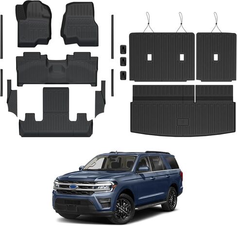 سجادات أرضية لسيارة Ford Explorer 2025 2020-2024 (6 مقاعد)، سجادة أرضية TPE مناسبة لجميع الأحوال الجوية مع سجادات مسند الظهر لملحقات سيارة Ford Explorer ST in Kuwait