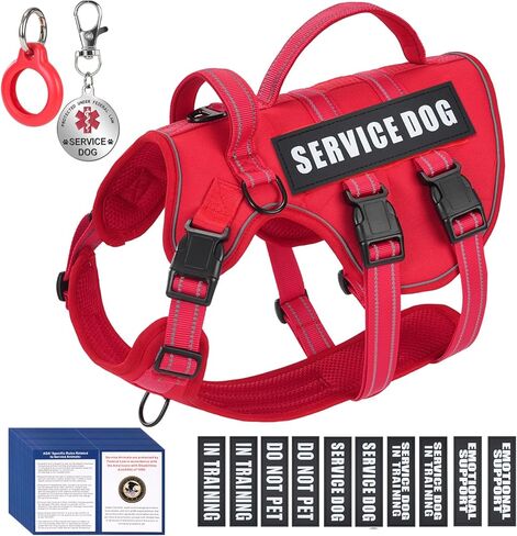 Service Dog Harness + ID Tag 50 ADA Information Cards - No Pull Dog Vest 10 PCS Removable Patches - Reflective Emotional Support Animal Vest for Large Dogs - Adjustable Breathable ESA Training Vest in Saudi Arabia