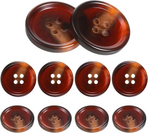 10 Pcs Large Black Buttons 1 Inch Black Buttons for Sewing 4 Hole Flatback 25mm Big Round Resin Coat Button for Crafts, Clothing, Suits, Overcoats, Winter Coats, Jacket, Sewing DIY Art Craft Projects in Kuwait