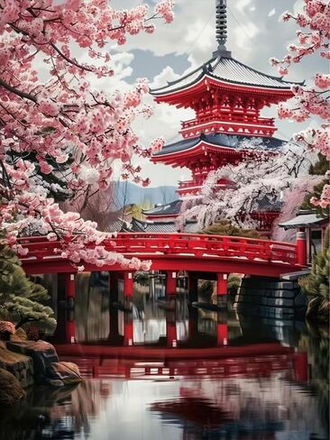 3 Pack Sakura Paint by Numbers Kit for Adults,Mount Fuji Acrylic Painting Kit Adult Paint by Number Kits on Canvas,DIY Painting for Beginners Art by Numbers for Gifts Home Wall Decor 12x16 inch in Saudi Arabia