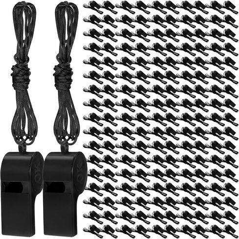 300 Pcs Plastic Whistles Bulk with Lanyard Loud Crisp Sound Sports Whistle for Christmas Birthday Party Goody Bag Fillers Referees Coaches Survival Emergency Camping, 5 Brilliant Colors in Saudi Arabia