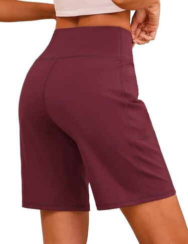 Quenteen Women's Bermuda Long Shorts 9" High Waisted Walking Athletic Workout Yoga Knee Length Shorts for Women in Saudi Arabia