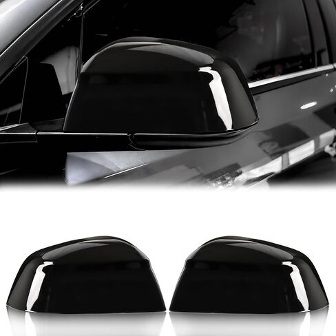 2 PCS Side Mirror Covers Compatible with Tes-la Model 3 2017 2018 2019 2020 2021 2022 2023 2024 2025, Left & Right Side Rearview Mirror Guard Cover, Mirror Cap, Gloss Black in Saudi Arabia