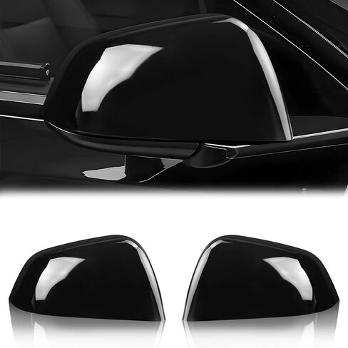 2 PCS Side Mirror Covers Compatible with Tes-la Model 3 2017 2018 2019 2020 2021 2022 2023 2024 2025, Left & Right Side Rearview Mirror Guard Cover, Mirror Cap, Gloss Black in Saudi Arabia