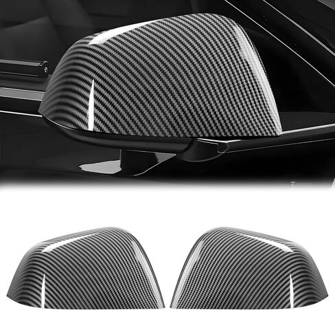 2 PCS Side Mirror Covers Compatible with Tes-la Model 3 2017 2018 2019 2020 2021 2022 2023 2024 2025, Left & Right Side Rearview Mirror Guard Cover, Mirror Cap, Gloss Black in Saudi Arabia