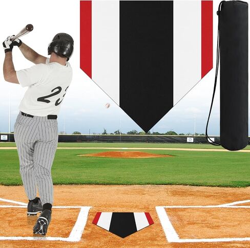 لوحة البيسبول والكرة اللينة المنزلية، لوحة منزلية للتدريب على منطقة البيسبول ملونة مقاس 17 بوصة مع حقيبة حمل، حصيرة مطاطية خفيفة الوزن غير قابلة للانزلاق أداة قواعد الكرة اللينة لممارسة الرمي والضرب in Kuwait