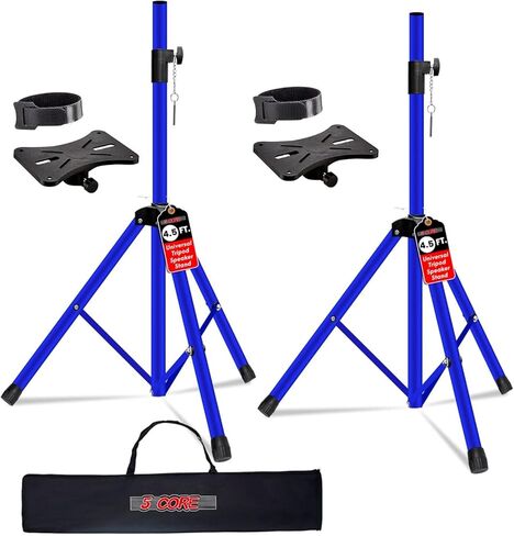 5 Core Speaker Stand Adjustable 31 to 54" PA DJ Tripod Stands Mount Heavy Duty w 35mm Insert 132 Lbs Capacity Tension Locking for Home Stage Studio w Bag Black - SS HD 2 PK 4.5 FT BLK WB in Saudi Arabia