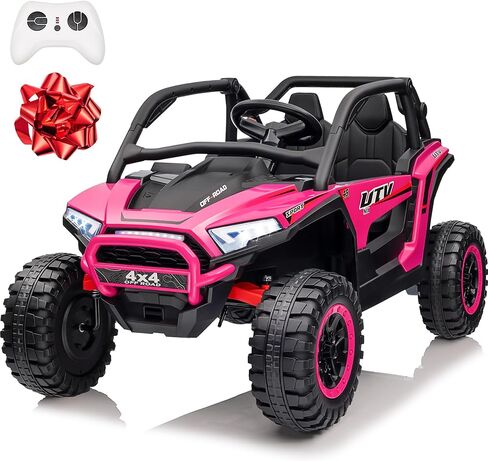 24V Ride on Car, 2 Seater XL Off-Road UTV w/4 RMP2000W Motors, Remote Control, Gift Flower, Bluetooth Music, LED Lights, 24 Volt Ride on Toys for Big Kids, Green in Saudi Arabia