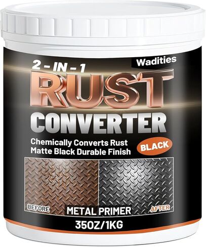 محول الصدأ 2 في 1 وبطانة معدنية، طلاء مانع للصدأ أسود غير لامع سعة 1 جالون للمعادن، مصلح وختم الصدأ للسيارات، طلاء مقطورة مقاوم للحرارة للهيكل والإطار والبحرية والصناعية in Kuwait
