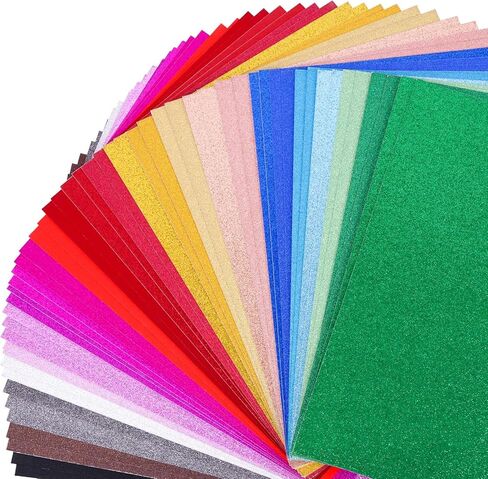 100 Sheets Metallic Mixed Cardstock Paper Bulk,Foil Board Paper 8.5" x 11", Mirror Finish Surface, Assorted Mixed Glitter Paper 250gsm for Crafting Card Making Invitations Decorations in Kuwait