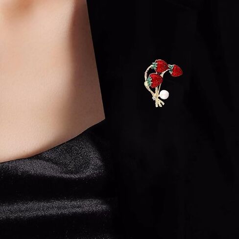 Fashionable Fruit Sweet Cute Floral Strawberry Brooch Pin for Women, Enamel Scarf Clip Clothing in Saudi Arabia