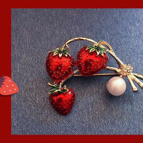 Fashionable Fruit Sweet Cute Floral Strawberry Brooch Pin for Women, Enamel Scarf Clip Clothing in Saudi Arabia