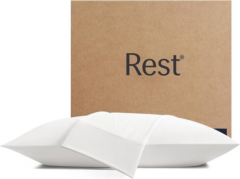 REST® Evercool®+ Cooling Pillowcases Standard - 2 Pillowcases for Sensitive Skin, Silver Infused Fabric for Hygienic Sleep, Silky Smooth for Curly Hair, High Elastic for Snug Fit (19x29 inches) in Saudi Arabia