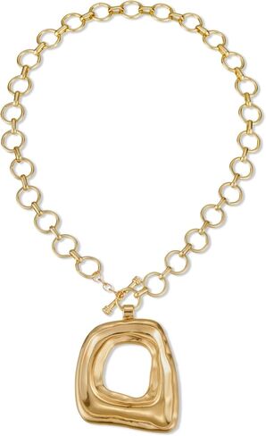 Chunky Gold Statement Necklaces Large Pendant Necklace Big Square Pendant Chunky Statement Jewelry Women 14K Gold Plated Black Rope in Saudi Arabia