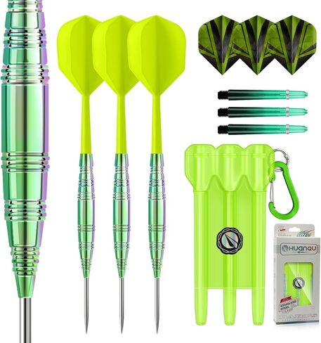 Darts Metal Tip Set, 3 Pack Steel Tip Darts Set Available in 20, 20.5, 21.5 Gram, Professional Dart for Dartboard with Aluminum Shafts, Nonslip Iron Barrels, O-Rings, Sharpener Tool, Carrying Box in Saudi Arabia