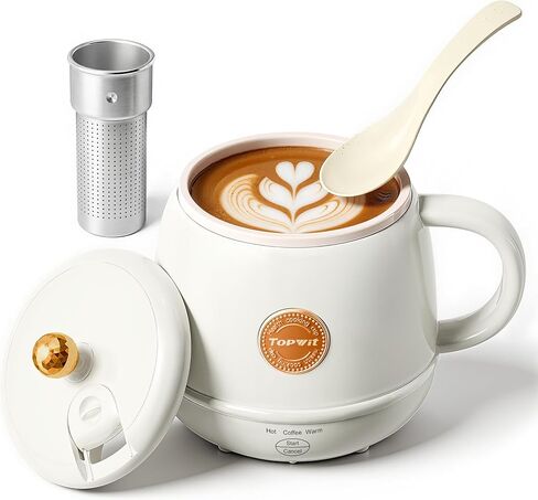 كوب TOPWIT ذاتي التسخين، 14oz تسخين سريع يصل إلى 212 درجة فهرنهايت، كوب قهوة للتحكم في درجة الحرارة للمشروبات الدافئة، كوب قهوة للتدفئة، غلاية سفر كهربائية، هدية للعائلة/الأصدقاء/الشيوخ، 110 فولت in Kuwait