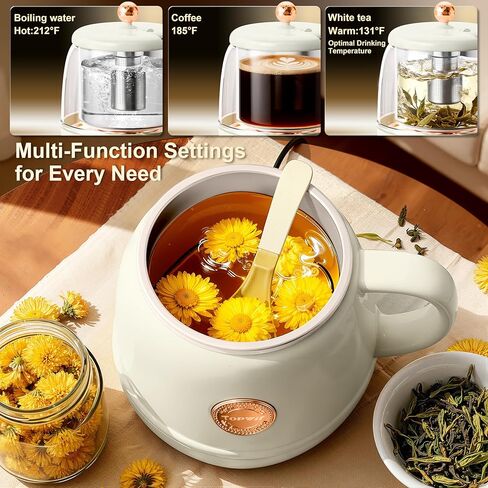 كوب TOPWIT ذاتي التسخين، 14oz تسخين سريع يصل إلى 212 درجة فهرنهايت، كوب قهوة للتحكم في درجة الحرارة للمشروبات الدافئة، كوب قهوة للتدفئة، غلاية سفر كهربائية، هدية للعائلة/الأصدقاء/الشيوخ، 110 فولت in Kuwait