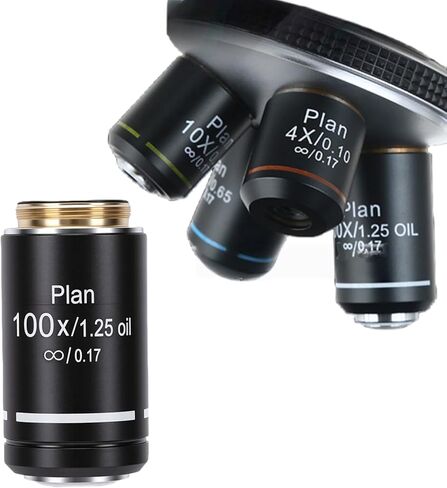 Tangxi Infinite Plan Achromatic Microscope Objective, 20.2mm Thread, 4-100X Infinite Plan DIN Objective Lens for Biological Microscope (10X) in Saudi Arabia