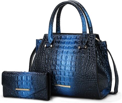 MKF Collection Women Tote Bag & Wallet, Two-Tone Crocodile Embossed Vegan Leather Handbag Purse Set by Mia K in Saudi Arabia