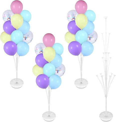 Aneco 4 Set Balloon Stand Kit for Floor, Balloon Tower Backdrop Decoration For Table, Sesame Street Party Decorations with Base Pole Water Bag for Wedding Baby Shower Birthday Party, Only White Stand in Saudi Arabia