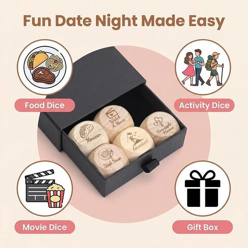 Date Night Dice for Couples Romantic Decision Making Game with Massage Cook Options, Fun Wooden Dice for Anniversary, Valentine's Gift for Him Her in Saudi Arabia