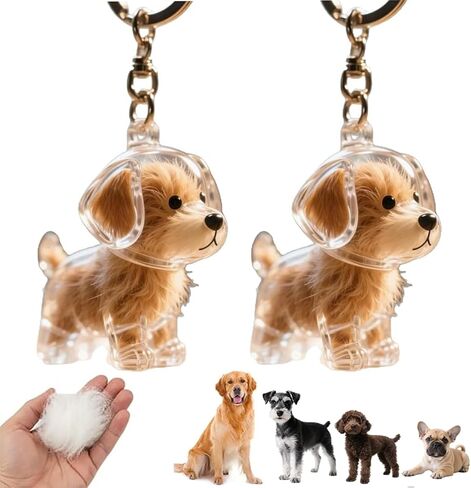 Amakunft Dog Hair Collector Keychain, Portable Pet Hair Memorial Keychain for Dog Hair or Fur – Transparent Keepsake Pendant in Saudi Arabia