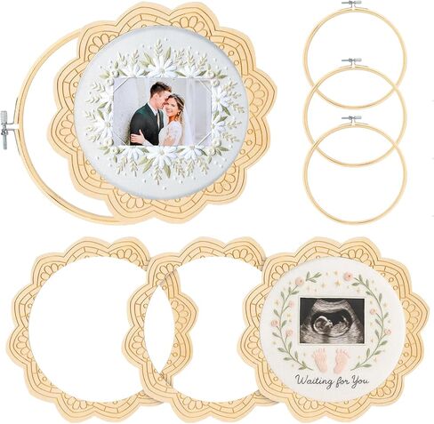 4 Sets Wood Embroidery Hoop Frame 8 Inch Embroidery Display Frame Large Round Wooden Embroidery Frame for Finished Cross Stitch Hoop Frame DIY Decor Sewing Ornaments in Saudi Arabia