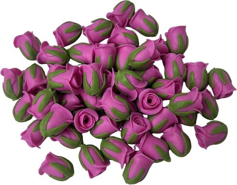 50 قطعة من خرز زهرة الورد الطيني المتوسط ​​لصنع المجوهرات، إكليل الزهور، DIY، لوازم الحرف اليدوية (وردي) in Kuwait