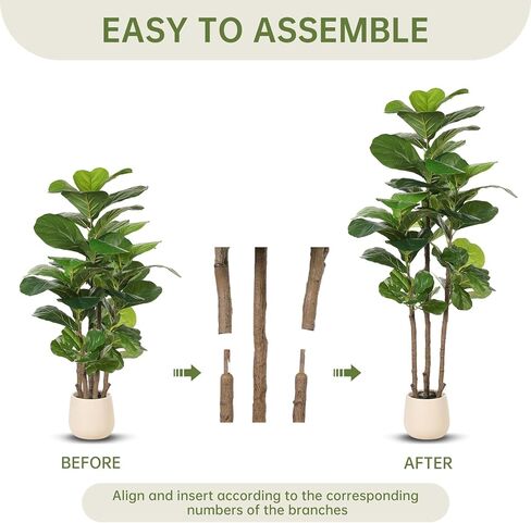 Realead 6ft Fiddle Leaf Fig Tree Artificial with Tall Exquisite Planter - Tall Faux Fiddle Leaf Fig Tree with Natural Trunk and Lifelike Leaves - Fake Fig Tree for Home Living Room Indoor Decor in Saudi Arabia
