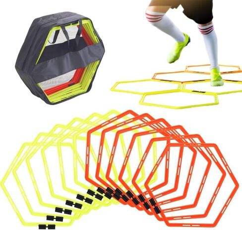 حلقات Japard Hex Agility للتدريب على السرعة وخفة الحركة وتدريبات سرعة القدم وحواجز السرعة مع حقيبة حمل in Saudi Arabia