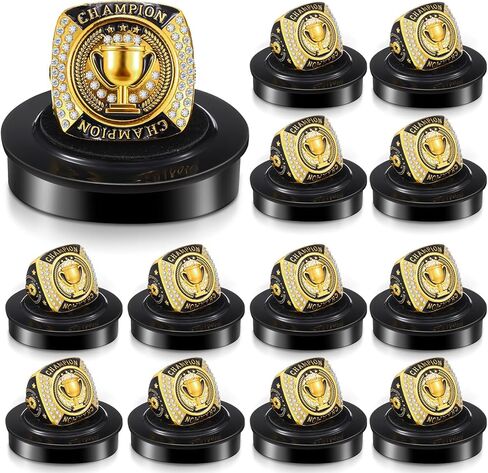 Landical 12 حزمة من حلقات كأس البطل Mvp Sport Award هدية مع سلسلة عنق وصندوق حامل للعرض للفائز بالبطولة أو الدوري in Saudi Arabia