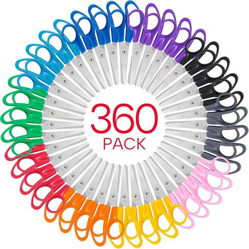 عبوة من 360 مقصًا للأطفال، مقص كبير مقاس 5 بوصات للمدرسة، طرف حاد لمعلم الطلاب الأطفال، ورق قطع حرفي للوازم المدرسية، سلامة الأطفال لمكتب الفصول الدراسية في مرحلة ما قبل المدرسة والمنزل in Kuwait
