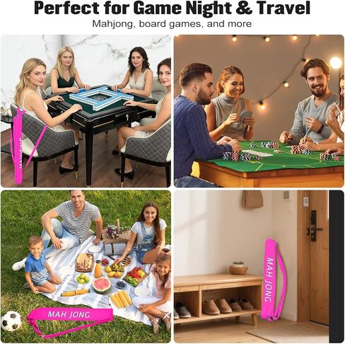 34 Inch Long Mahjong Mat Bag Cute Double Strapped Canvas Drawstring Mahjong Holder Lightweight Outdoor Carrying Bag for Board Games Travel Storage-Mat Not Include in Saudi Arabia