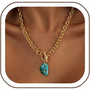 IMBOS 14K Gold Plated Chunky Chain Choker Necklaces for Women Chunky Gold Necklace Tennis Necklace for Women CZ Love Chain Cuban Link Choker Jewelry Gifts in Saudi Arabia