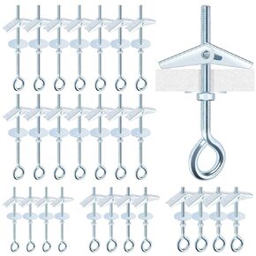 15Pcs M6 x 70mm Eye Bolt Toggle Bolt Assortment Kit, Spring Toggle Bolts Butterfly Anchors Butterfly Toggle Anchors, Heavy Duty Drywall Anchors with Wing Nut for Hanging Lamps Heavy Items in Kuwait