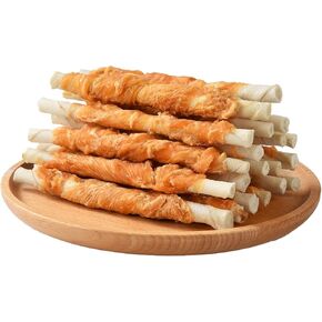 ASMPET يعامل الكلب، نكهة ثلاثية كبد لحم البقر والبط والدجاج ملفوفة وجبات خفيفة من الجلد الخام للكلاب الصغيرة والمتوسطة in Kuwait