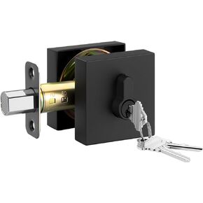 مجموعة قفل الباب الخارجي باللون الأسود من Goldenwarm، مقبض باب أمامي أسود غير لامع مصنوع من سبائك الزنك مع قفل ومسمار، مقبض باب خارجي مربع عالي التحمل مع مسمار مسدود - عبوتان in Kuwait