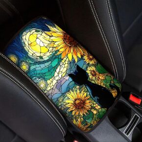 Rose Print Armrest Cushion Cover for Car Scratch Proof Car Center Console Armrest Protector Cover Universal Fit Truck Sedan SUV, Red and Black in Saudi Arabia