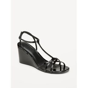 Old Navy T-Strap Wedge Sandals for Women - Black Jack in Saudi Arabia