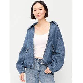 جاكيت جينز هارينجتون بسحاب كامل من Old Navy - دينم in Kuwait