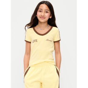 Old Navy Fitted Short-Sleeve Graphic T-Shirt for Girls - Golden Straw in Saudi Arabia