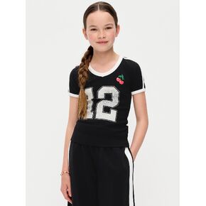 Old Navy Fitted Short-Sleeve Graphic T-Shirt for Girls - Black Jack in Saudi Arabia
