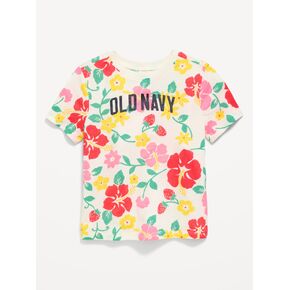 تيشيرت بأكمام قصيرة وشعار الماركة للفتيات الصغيرات من Old Navy - زهور متعددة in Kuwait