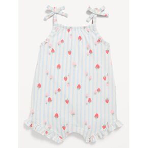 Old Navy Printed Sleeveless Tie-Strap Romper for Baby - White & Blue Stripe in Saudi Arabia
